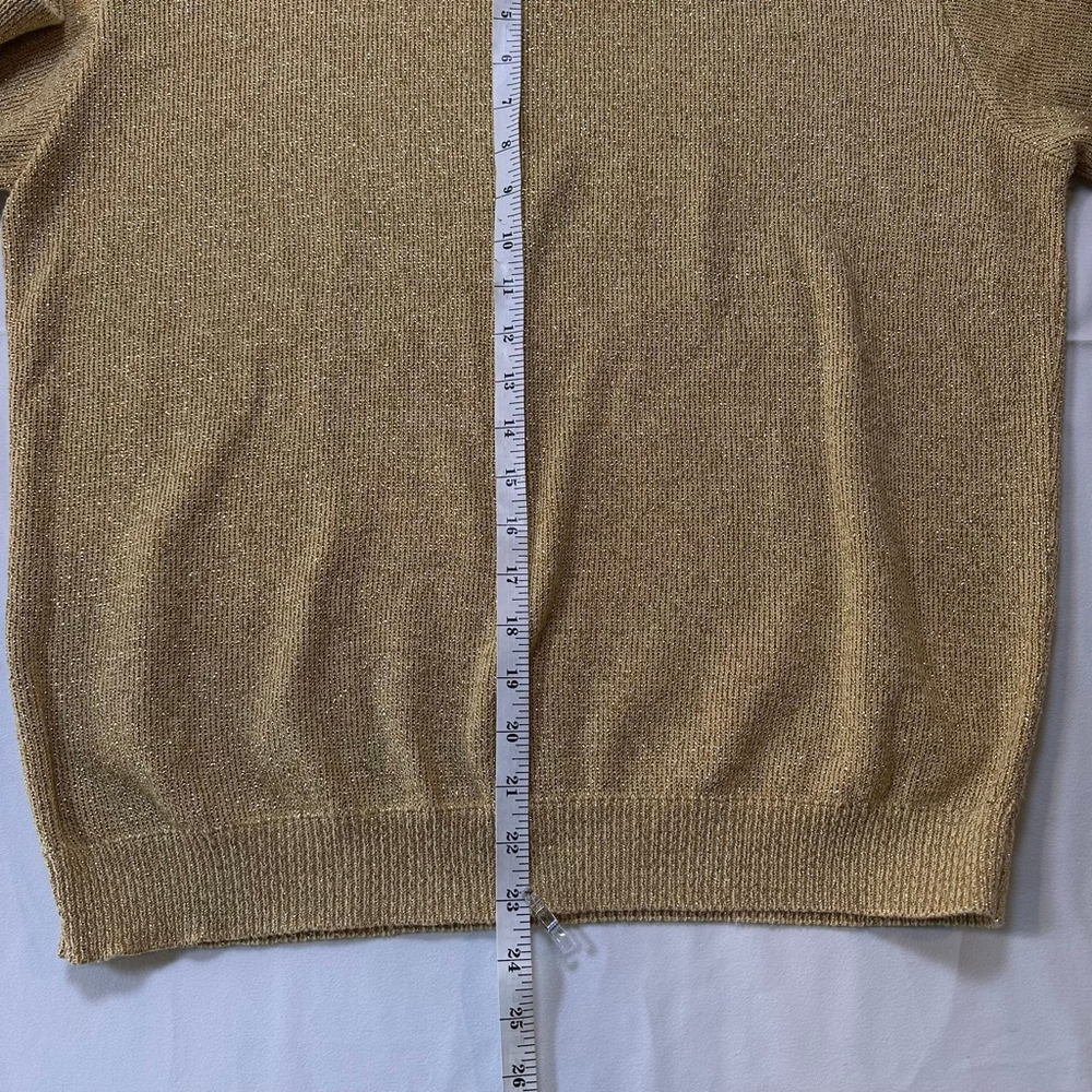 Alfred Dunner | Late 80s Gold Metallic Mock Neck Sweater | USA Made Vintage - L - Picture 6 of 10